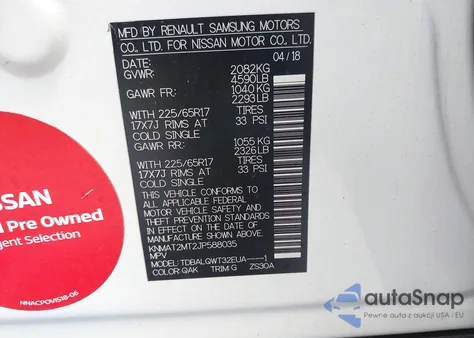 2018 Nissan Rogue Sv из США, поврежденный, VIN KNMAT2MT2JP588035